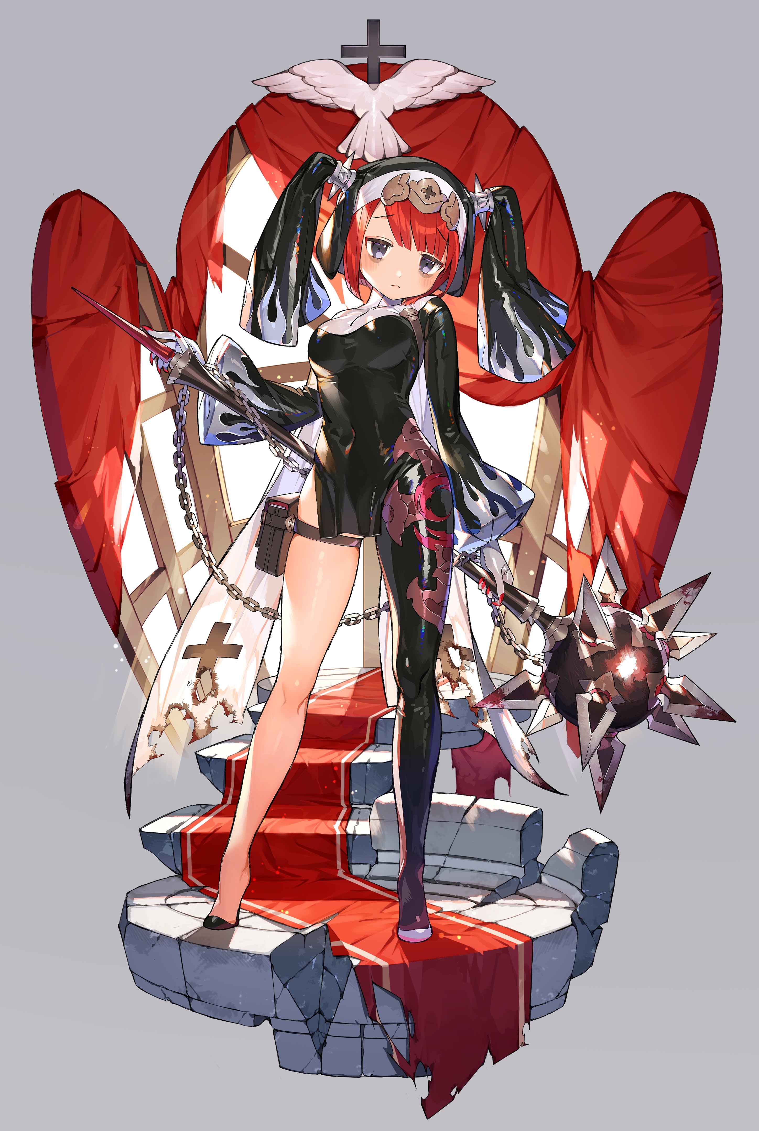 bo-ren-blood-bodysuit-garter-heels-nun-torn-clothes-weapon-1065602